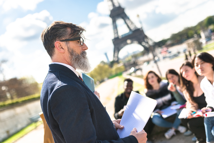 Happy student in paris